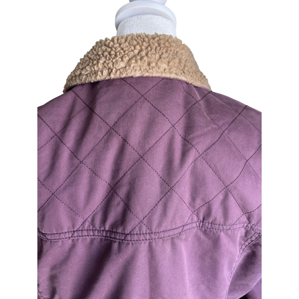 Toad & Co Barn Jacket Large Plum/Purple Sherpa Collar Quilted Utility Workwear - Picture 11 of 16
